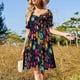 thumbnail image 4 of Vestido de manga corta con estampado de frijoles, vestidos de novia, vestidos de verano sueltos, vestidos de ceremonia, vestido de verano para mujer, 4 of 7