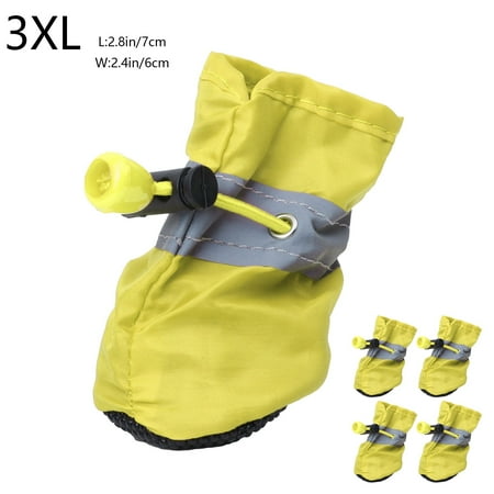 FYTPOV 4pcs Dog Shoes for Small Dogs  Anti-Slip Dogs Boots Paw Protector  Puppy Booties with Reflective Straps  Cat Dog Shoes for Indoor Hardfloors  Yellow  3XL