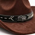 thumbnail image 6 of Slccxzc Classic Style Western Cowboy Hat Wide Brim Retro Jazz Cap Chin Strap Outdoor Travel Sun Protection Hat Brown, 6 of 7
