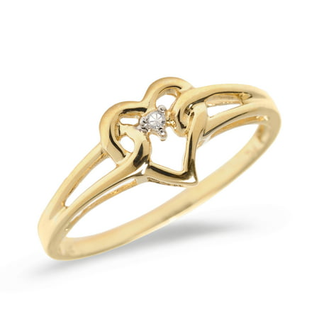 Direct-Jewelry - 10K Yellow Gold Diamond Heart Ring - Walmart.com