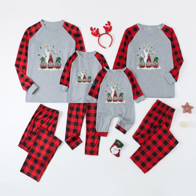 MASRIN Pyjamas Assortis pour la Famille Pyjamas de Noël pour la Famille Ensemble Assorti Pyjamas de Noël pour la Famille Pyjamas de Noël Doux Ensembles Assortis Haut Pantalon Bonnet de Noël Pyjamas
