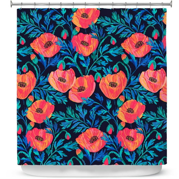 Shower Curtains 70" x 84" from DiaNoche Designs by Jill O Connor - Hand Painted Poppies