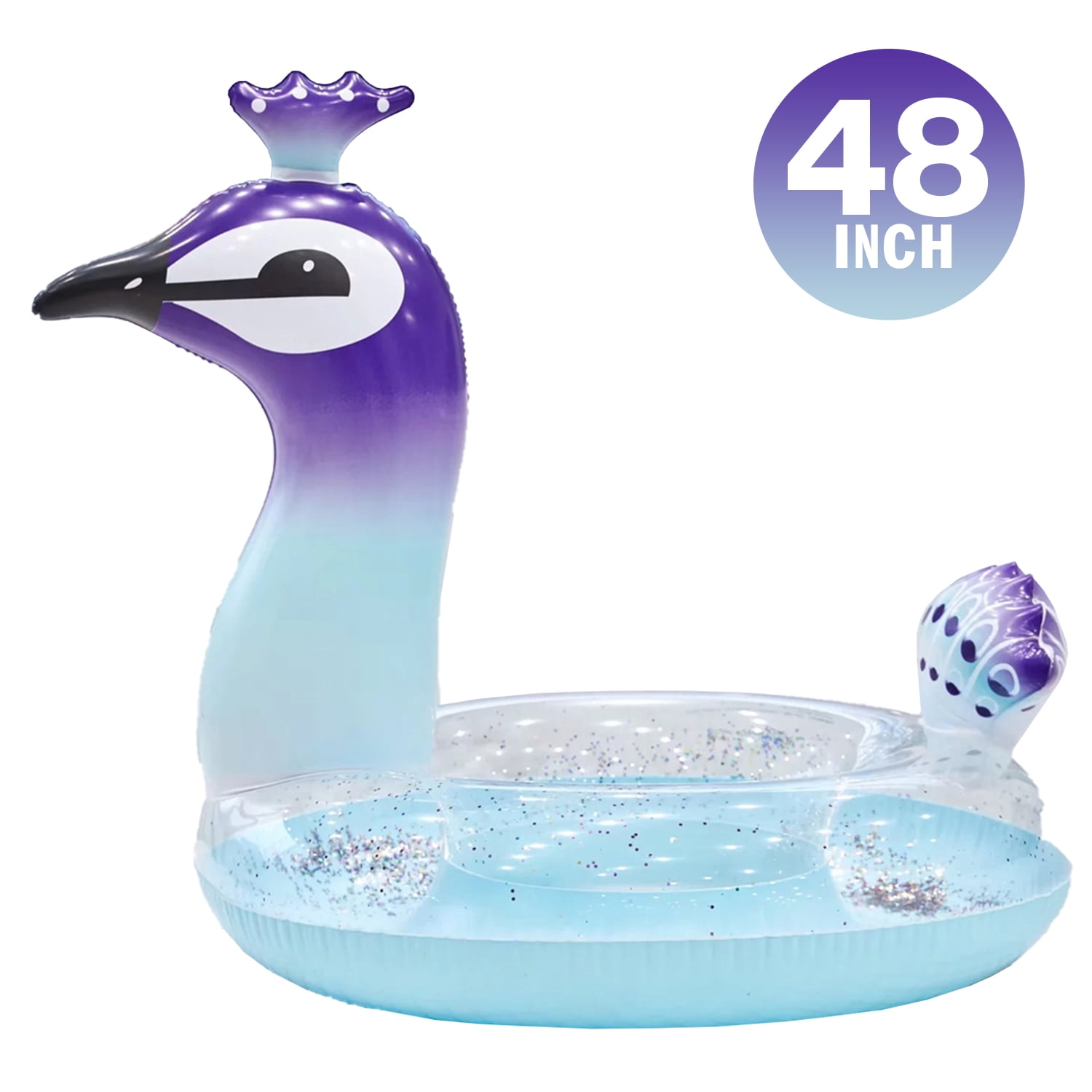Ella Peacock Swim Pool Float - 2021 Summer Peacock Inflatable Pool Float  with Glitters Swim Ring Inflatable Lounge Raft Tube Summer Toys for Kids  (48 