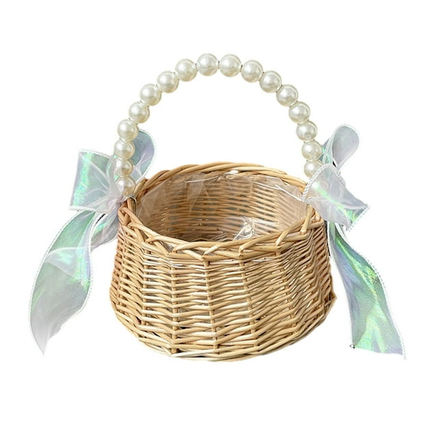 Tholdsy Cesta de flores romántica para dama de honor, ceremonia de compromiso de boda, diseño Simple, cestas tejidas para portador de Videojuegos y accesorios Tipo 3