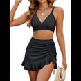thumbnail image 3 of Traje de Baño de Cintura Alta para Mujer, Falda de Baño de Dos Piezas con Control de Abdomen, Conjunto de Bikini Retro 2025. Negro L, 3 of 8