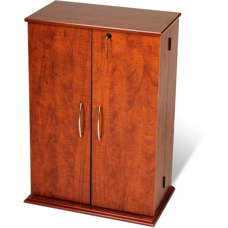 Locking Media Storage Cabinet Cherry & Black - Prepac