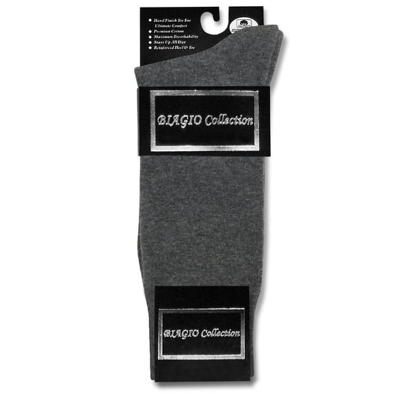 1 Pair of Biagio Solid CHARCOAL GREY Color Men's COTTON Dress SOCKS