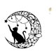 thumbnail image 1 of Escultura De Pared De Metal Con Armonía De Gato Y Hojas Iluminada Por La Luna Para Decoración Del Hogar. Figura Abstracta De Gato Negro Y Hoja Para Estantería Y Decoración De Bar., 1 of 8