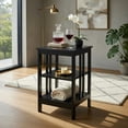 thumbnail image 3 of Demi Bonn Side Table, 3-Tier Nightstand Sofa Side Table with Baffles and Round Corners, Bed Side Tables, for Living Room, Bedroom, Black, 3 of 7