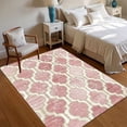 thumbnail image 2 of Elegant Blush Pink Quatrefoil Area Rug with Distressed Finish Non Slip Floor Carpet for Nursery Bedroom Living Room, 2 of 10