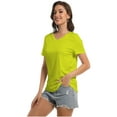 thumbnail image 4 of Women's V Neck Short Sleeve Slim Fitted T-Shirt Stretchy Bodycon Basic Top Casual Active Tee, 4 of 6