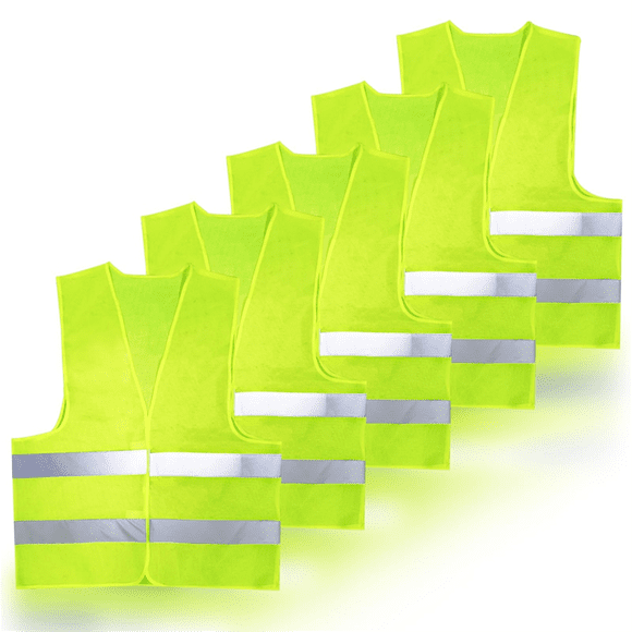 Reflective Safety Vest, Warning Vests, Car Safety Vest Fluorescent Green High Visibility for Motorcycles Car Drivers,5x Reflective Safety Vest,Fluorescent Green