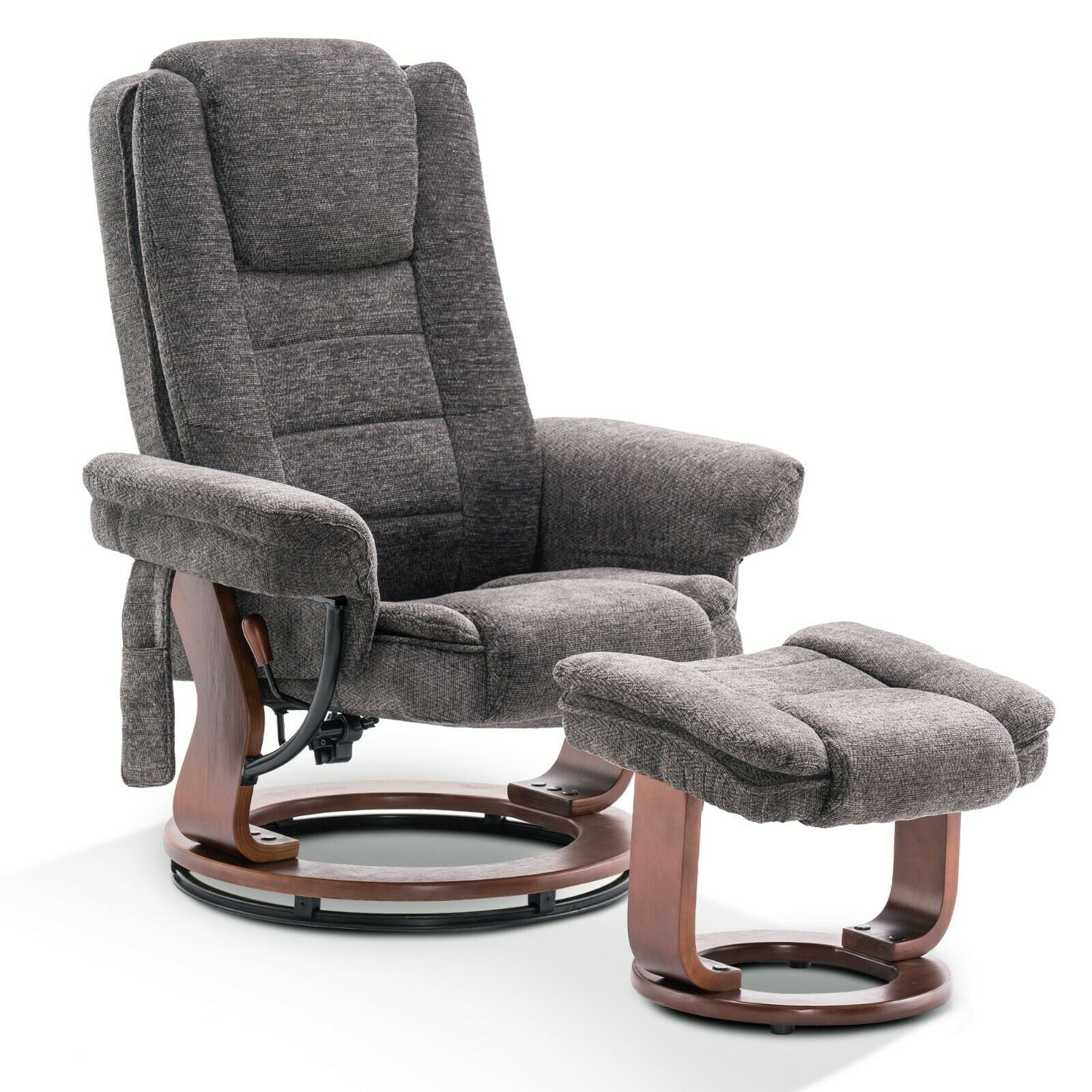Mcombo Recliner Chair with Ottoman, Fabric Accent Chair with Vibration
