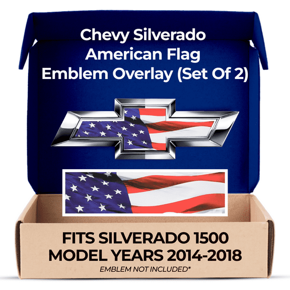 Chevy Silverado American Flag Grille Tailgate Bowtie Overlay Decals 2014-2018 Set of 2