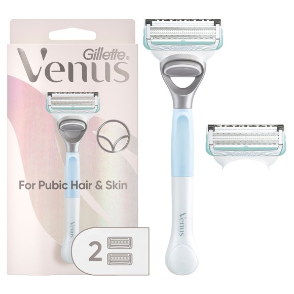 Gillette Venus pour la Peau et les Poils Pubiens, Manche de Rasoir pour Femmes + 2 Recharges de Lames
