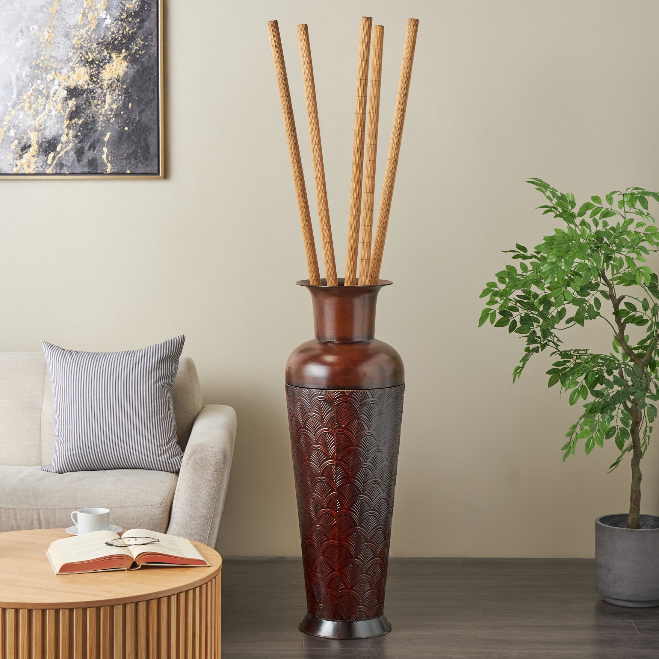 71" Tall Sticks Bamboo Wood Natural Foliage Bouquet, by DecMode (5 Count)