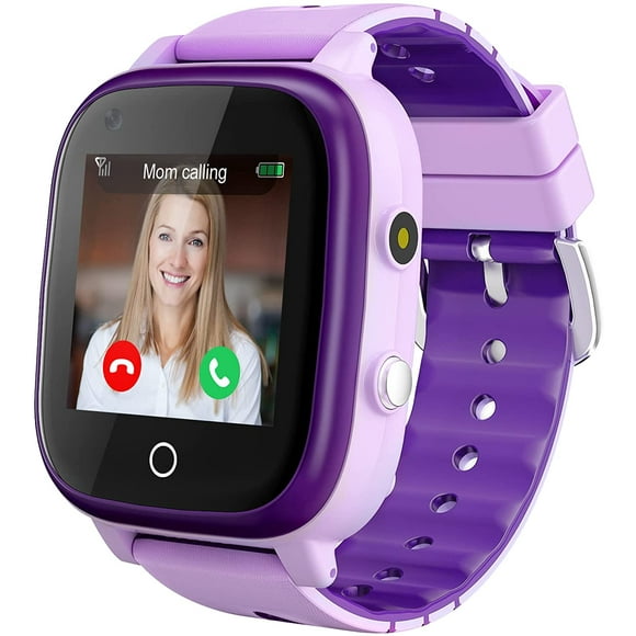 4G Kids SmartWatches, IP67 Waterproof LBS WiFi GPS Tracker Children Smartwatch Phone Call for Boys Girls, Touch Screen Cellphone Video Call Voice Chat Anti-Lost SOS Learning Toy for Kids Gift, Purple