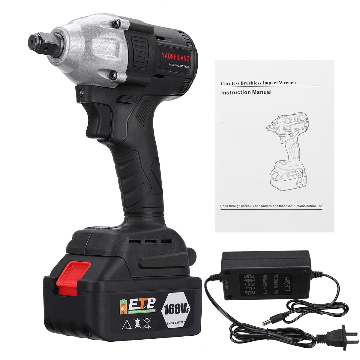 168VF 630NM Brushless Cordless Electric Impact Wrench With 16800mAh Battery Walmart