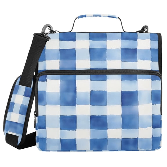 FORMRS Zipper Binder with Shoulder Strap 2-inch Ring 500 Sheet Capacity File Bag, Blue Plain