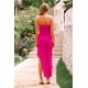 thumbnail image 2 of Vestido PRETTYGARDEN 2025 Largo sin Tirantes con Volantes Rojo Rosa Talle M, 2 of 8