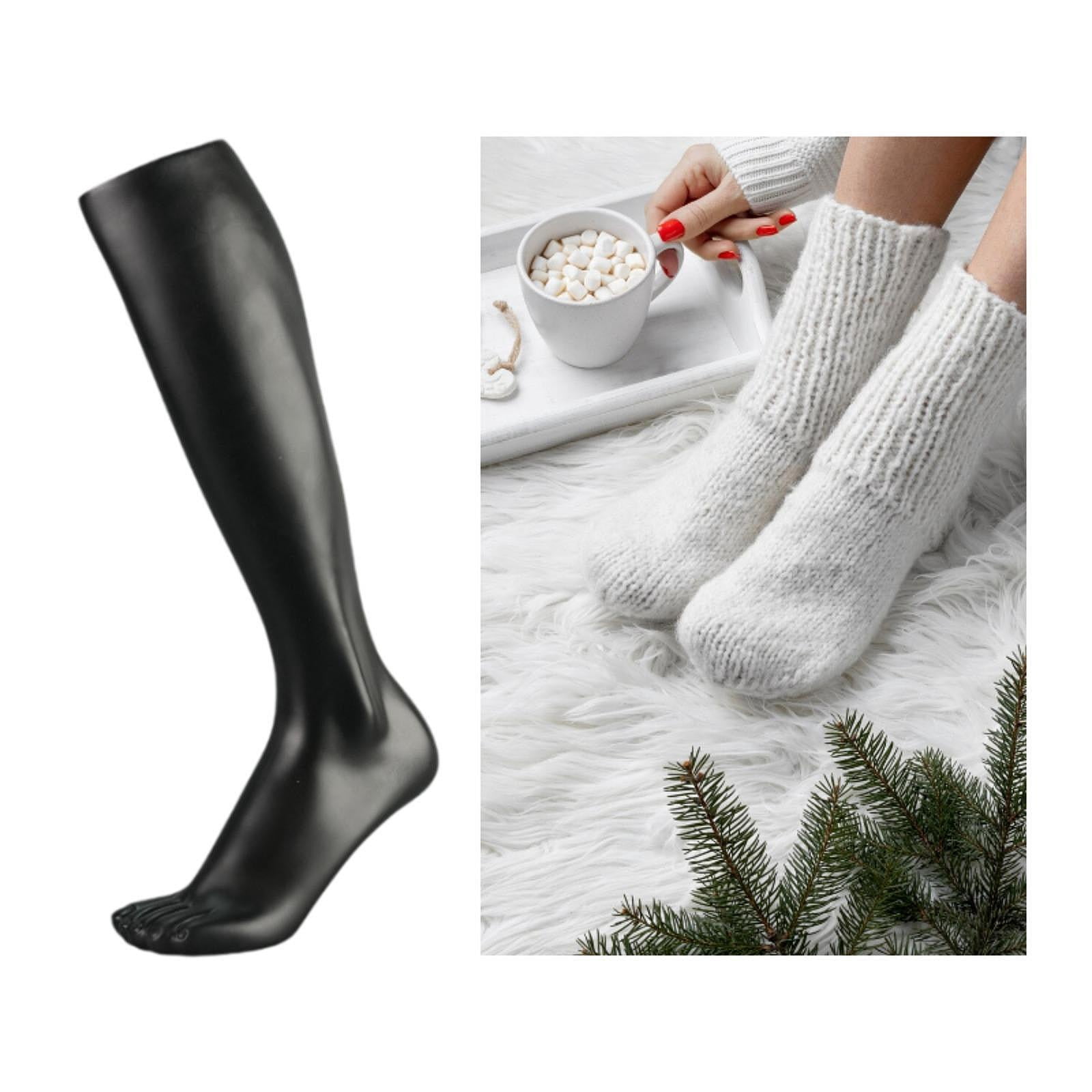 figatia Mannequin Foot Sock Model Foot Forms Photography Shoe Model Display Mannequin Leg Men for Hosiery Socks Sandals Jewelry Malls Black