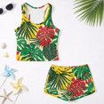 thumbnail image 6 of Psesaysky Green Monstera Palm Leaves Tankini Swimsuits for Girls Round Neck Tank Tops with Shorts 2 Piece Bathing Suits for Teens Girl 6-15 Years, 6 of 7