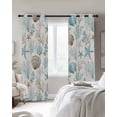 thumbnail image 3 of Teal Coastal Blackout Curtains for Bedroom Living Room, Summer Starfish Shell Coral Nautical Retro 63 In Long Thermal Insulated Room Darkening Drapes Grommet Window Treatments, 42 x 63 In, 3 of 9