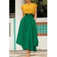 thumbnail image 3 of sicmoss Women's Green High Waisted Bohemian Maxi Skirt, Side Slit Flowy with Pockets, 3 of 8