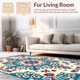 thumbnail image 2 of ODIKA 8'x10' Machine Washable Non-Slip Area Rug, Botanical Medallion with Interlocking Vine Motifs and Flourish Accents High Traffic Rug with Pad, Blue, 451294, 2 of 8