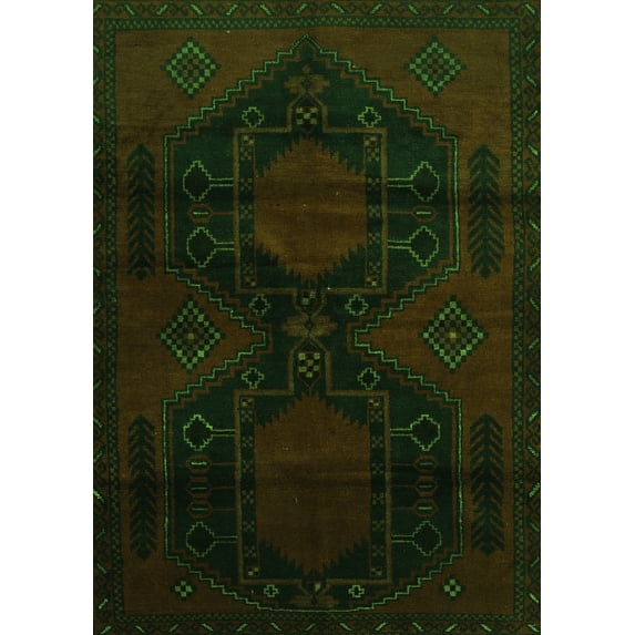 Ahgly Company Indoor Rectangle Persian Green Traditional Area Rugs, 7' x 9'