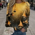 thumbnail image 2 of Pullover Tops For Womens Print O Neck Sweatshirt  Neck Fit Pullover Tops Suitable Long Sleeve Workout Shirts Loose Blouse, 2 of 4