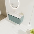 thumbnail image 3 of 36" Floating Bathroom Vanity with Sink, Single Sink Wall Mounted Bathroom Storage Vanity Cabinet, Modern Bathroom Cabinet with Seamless Drop-Shaped Resin Sink and Hidden Metal Handles, Green, 3 of 9
