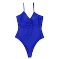 thumbnail image 4 of Plus size Swimsuits Women Solid Lace Bikini Set Push Up Swimsuit Beachwear Padded Swimwear Blue S(S), 4 of 7