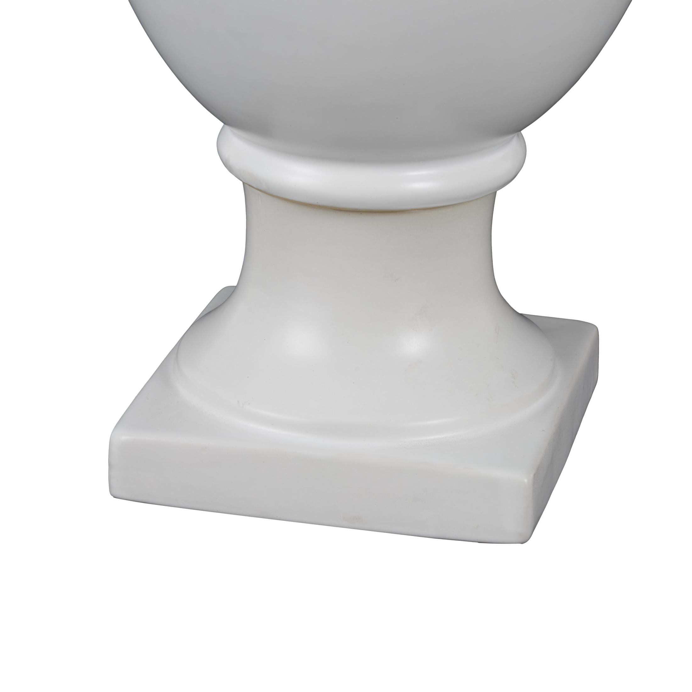 DecMode 22" Fluted Urn Shaped White Ceramic Vase with Handles
