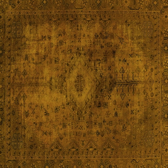 Ahgly Company Indoor Square Abstract Yellow Modern Area Rugs, 3' Square