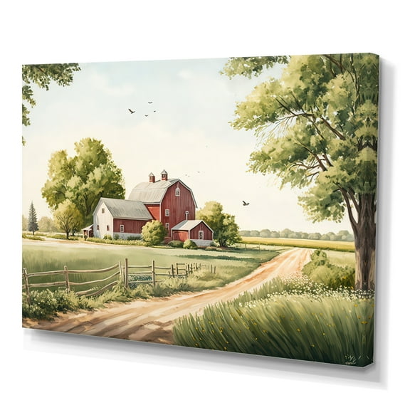 Designart Beautiful Barn In Spring VII Canvas Wall Art