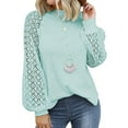 thumbnail image 1 of T-shirts Décontractés à Manches Longues pour Femmes, Vert Clair, XXL, 1 of 4