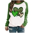 thumbnail image 2 of Tponi Clovers Prined Heart Graphic T-Shirts Crew Neck Top Long Sleeve Shamrock Multicolor Women S.T Patrick Day Shirt S, 2 of 4