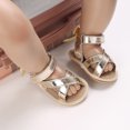 thumbnail image 5 of Summer Children And Toddler Shoes Boys And Girls Sandals Flat Sole Light Solid Color Open Toe Bow Gold 6 Months-12 Months, 5 of 9