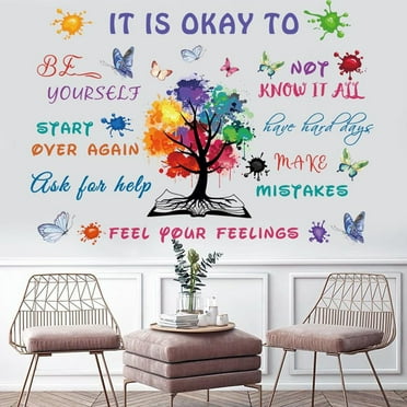Cross border colorful inspirational quotes, wall stickers, smart trees, children's rooms, kindergarten classrooms, wall decoration paintings, self-adhesive stickers