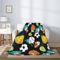 thumbnail image 3 of LHSHID American Football Cool Sport Ball Throw Blanket Soft Bed Bedding Warm Cozy Plush Flannel Fleece Blankets Gifts for Kids Boys Teens Sofa Couch Bedroom Home Decor 60x80in, 3 of 6
