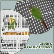 Yaheetech 52H Rolling Metal Bird Cage with 3 Perches & 4 Feeders & Extra Storage Shelf, White