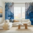 thumbnail image 3 of Navy Blue Marble Blackout Curtains for Bedroom,Abstract Marble Gold Line Curtains for Living Room,52x63 Inch,2 Panels, 3 of 7