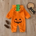 thumbnail image 4 of qiiinnHk Baby Halloween Baby Boy Girl Pumpkin Romper Smile Bodysuit Hoodie One Piece Jumpsuit Halloween Outfits for Toddler Baby Boys Girls 18-24 Months,Orange, 4 of 7