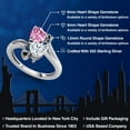 thumbnail image 2 of Gem Stone King 925 Sterling Silver Pink Moissanite White Moissanite and Black Diamond Ring for Women (1.63 Cttw, Heart Shape 6MM, Gemstone Birthstone, Size 9), 2 of 6