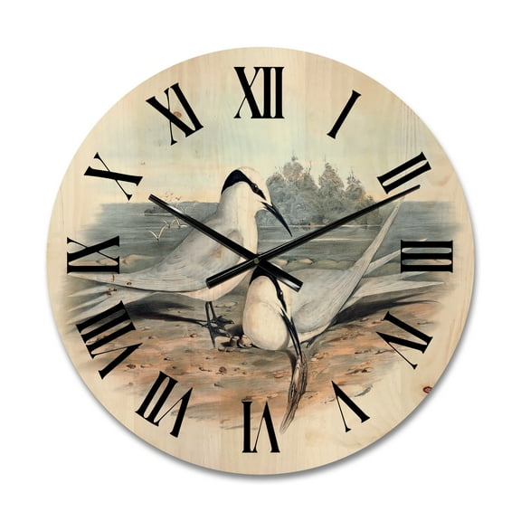 Designart 'Ancient Birds In The Wild IX' Traditional Wood Wall Clock