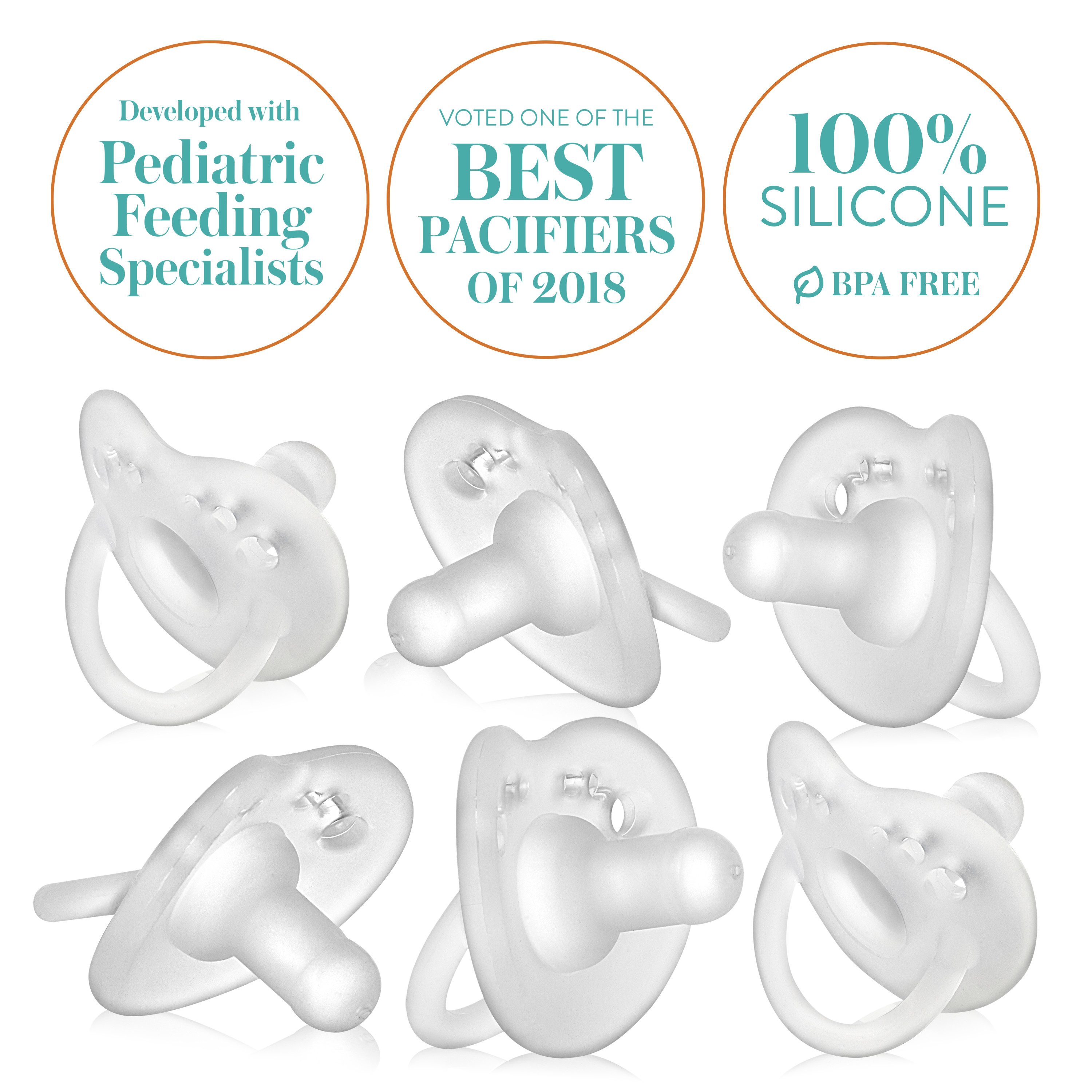 Evenflo Balance + Stage 1 Cylindrical Silicone Baby Pacifiers for Ages 0 Months+, Pack of 6 - image 2 of 9