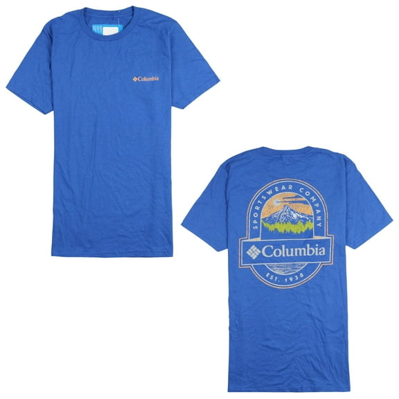 Columbia Men's Peak Mountain Logo T-Shirt Small Vivid Blue