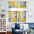 thumbnail image 2 of Abstract Graffiti Kitchen Curtains Valances and Tiers Set of 3 Gray Yellow Brush Tier Curtains and Valance with Rod Pocket for Small Windows, 27.5"x24", 2 of 9
