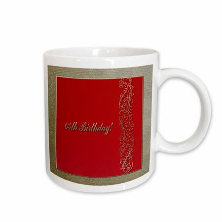 

3dRose 65th Birthday Red and Gold Design Ceramic Mug 11-ounce